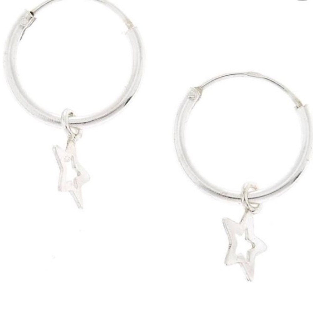 Sterling silver star hoop earring